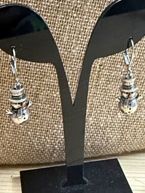 Fashion Jewelry Silver Snowman Dangle Earrings